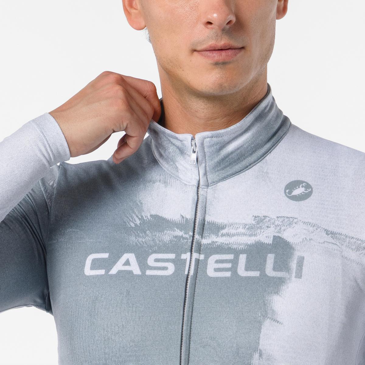 Castelli Nebula Thermal Maglia Ciclismo Manica Lunga Uomo – Silver Gray Nickel Gray, dettaglio 2