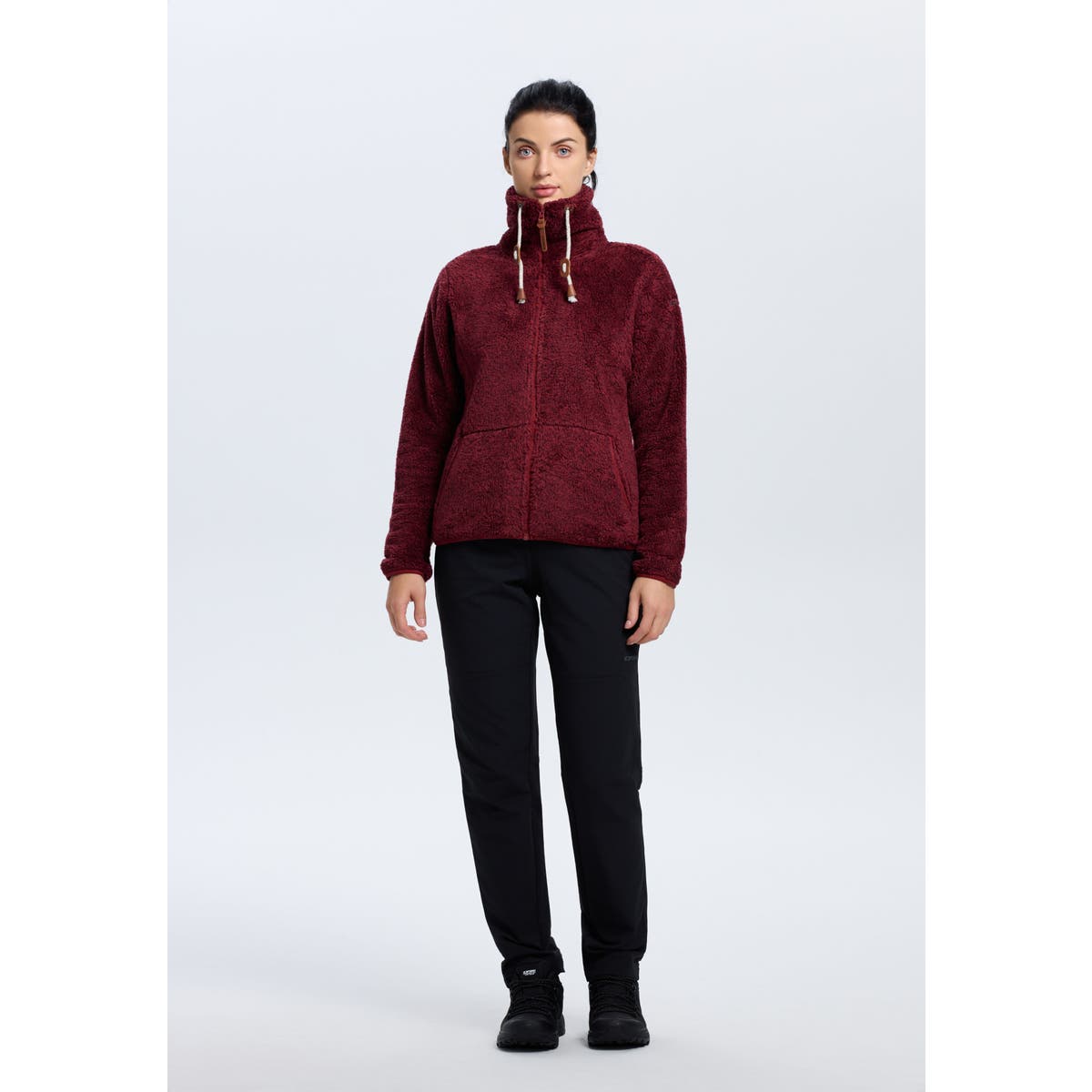 Icepeak Colony Pile Donna – Wine, indossato fronte