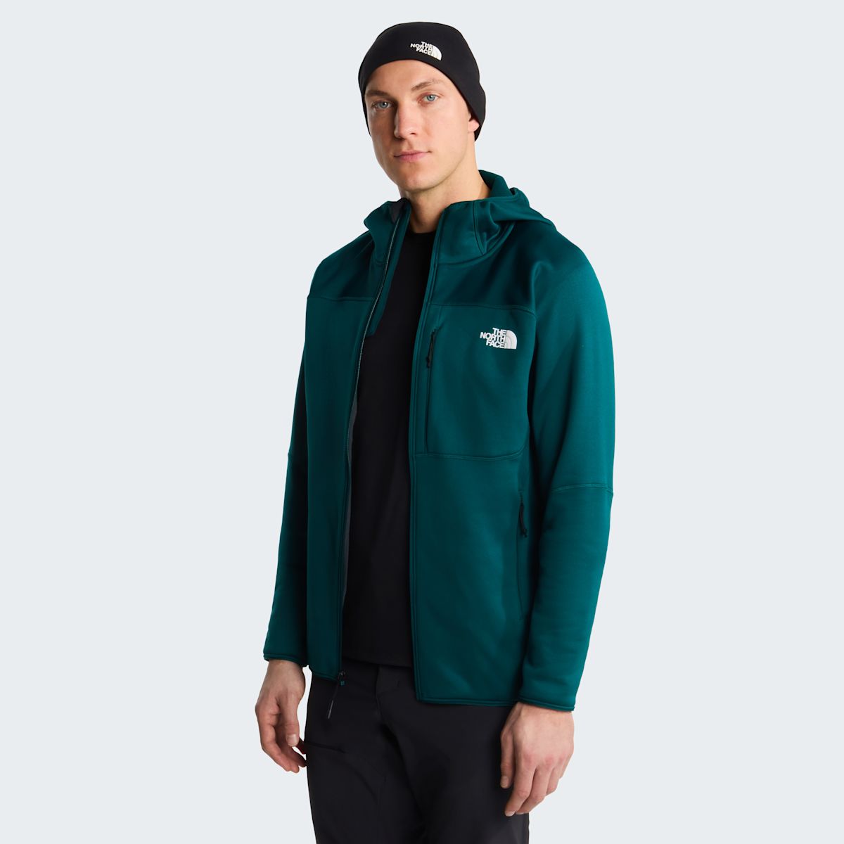 The North Face Meteora Polartec Power Stretch Giacca con Cappuccio Uomo – Pacific Teal, dettaglio 2