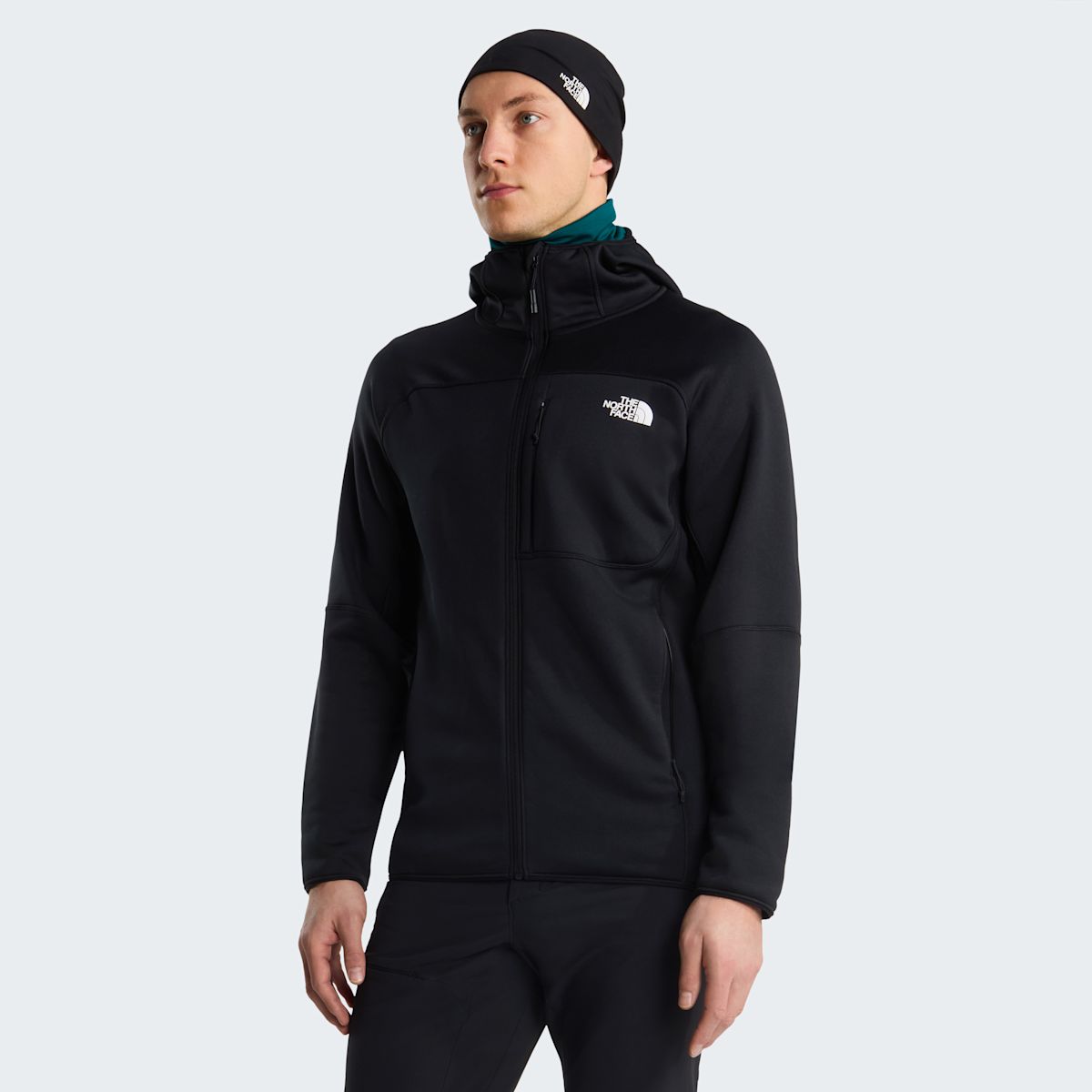 The North Face Meteora Polartec Power Stretch Giacca con Cappuccio Uomo – Black, vista frontale