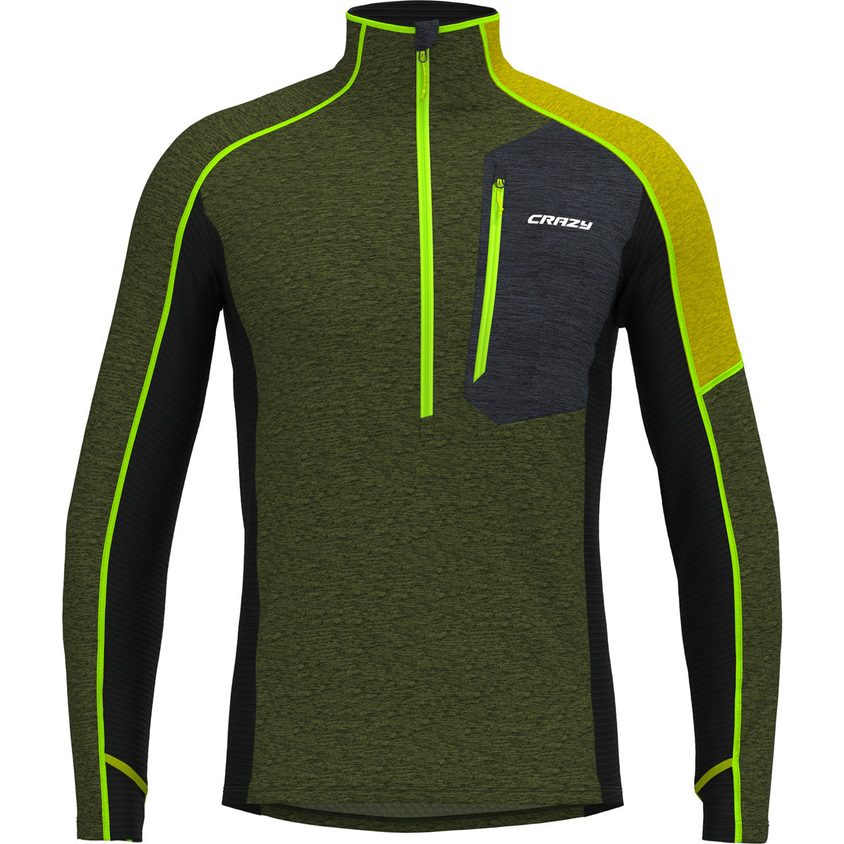 Crazy Ascent Pile Mezza Zip Uomo – Forest, vista frontale
