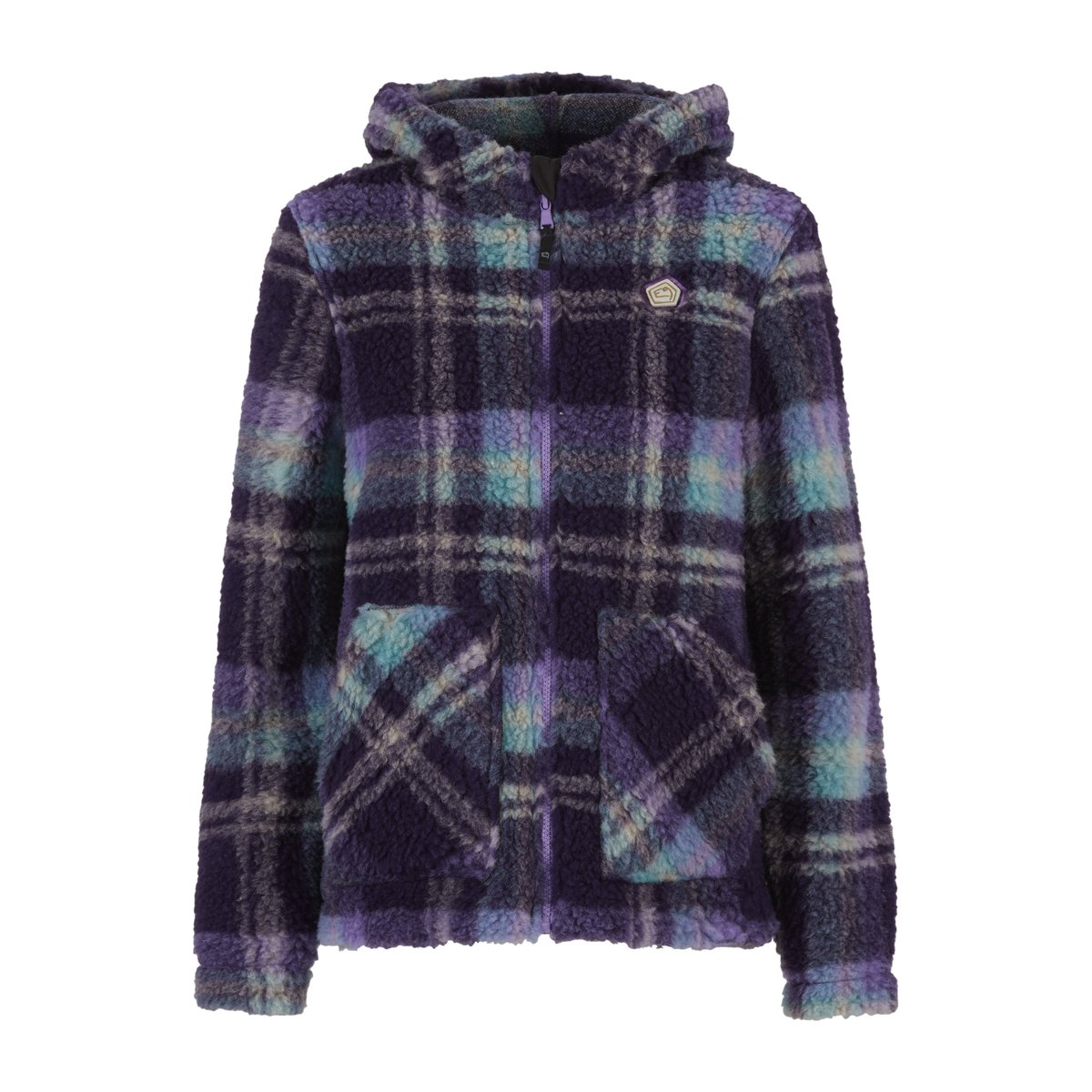 E9 Anais Giacca in Pile Donna – Purple Tartan, davanti