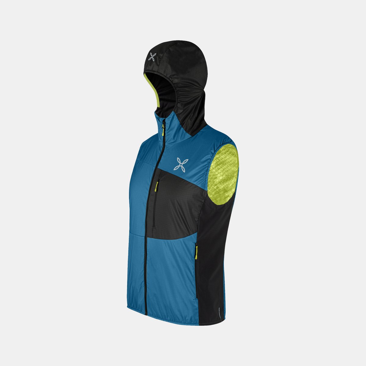 Montura Traccia Octa Hooded Vest Gilet Scialpinismo Uomo – Steel Blue/Sunny Lime, vista laterale