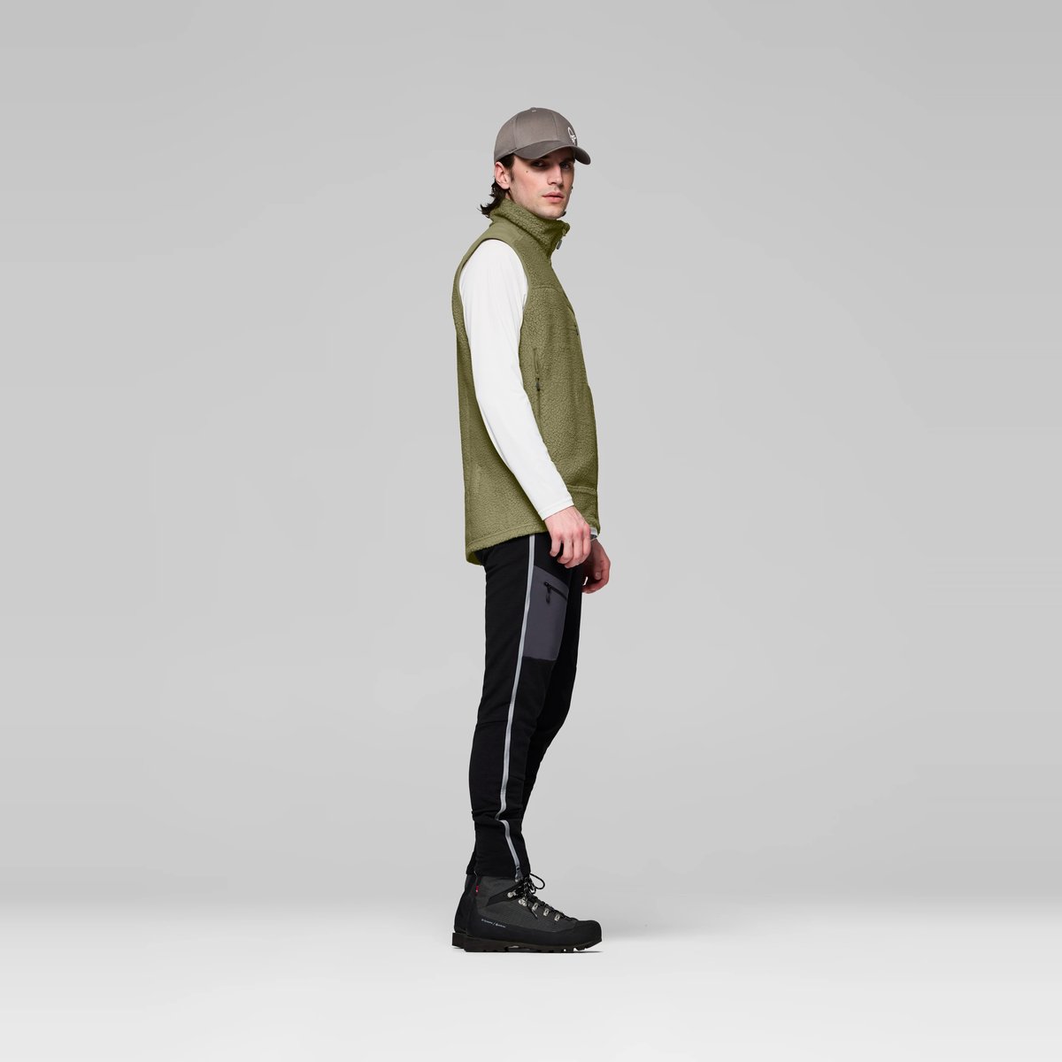 Norrøna Trollveggen Warm3 Gilet in Pile Uomo – Deep Lichen Green, dettaglio 6