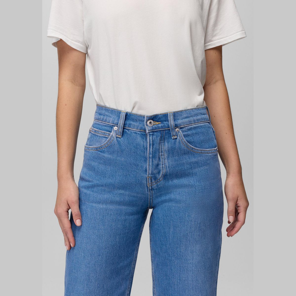 Prana Carlsbad 760 Jeans Vita Alta Gamba Larga Donna – Sea Salt, dettaglio 1