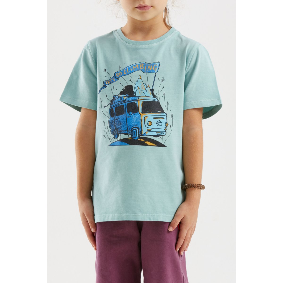 E9 B-Furgo T-Shirt Bambino – Aquamarine, indossato davanti