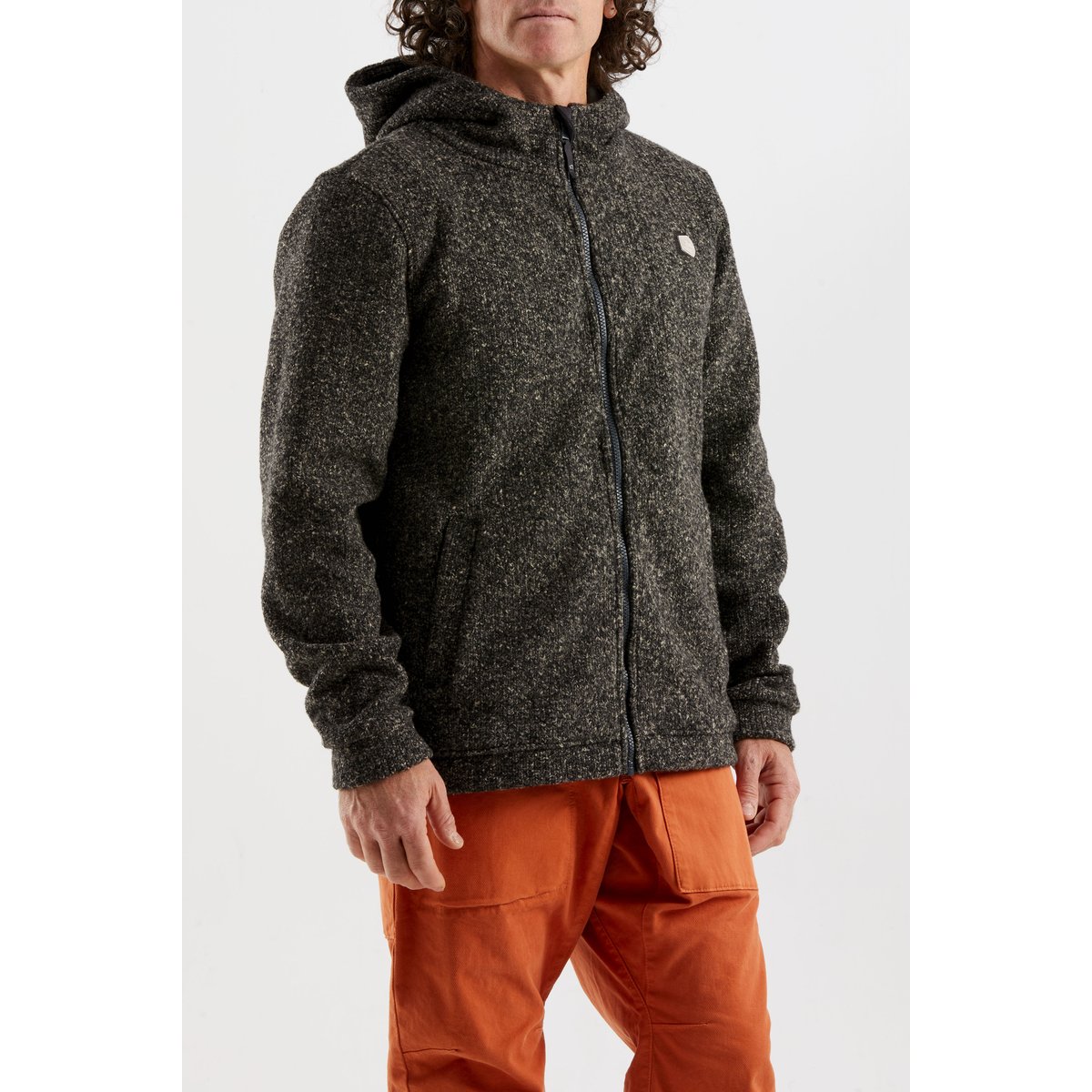 E9 Mimmo Felpa Full Zip con Cappuccio Uomo – Ash Wolf, indossato, dettaglio