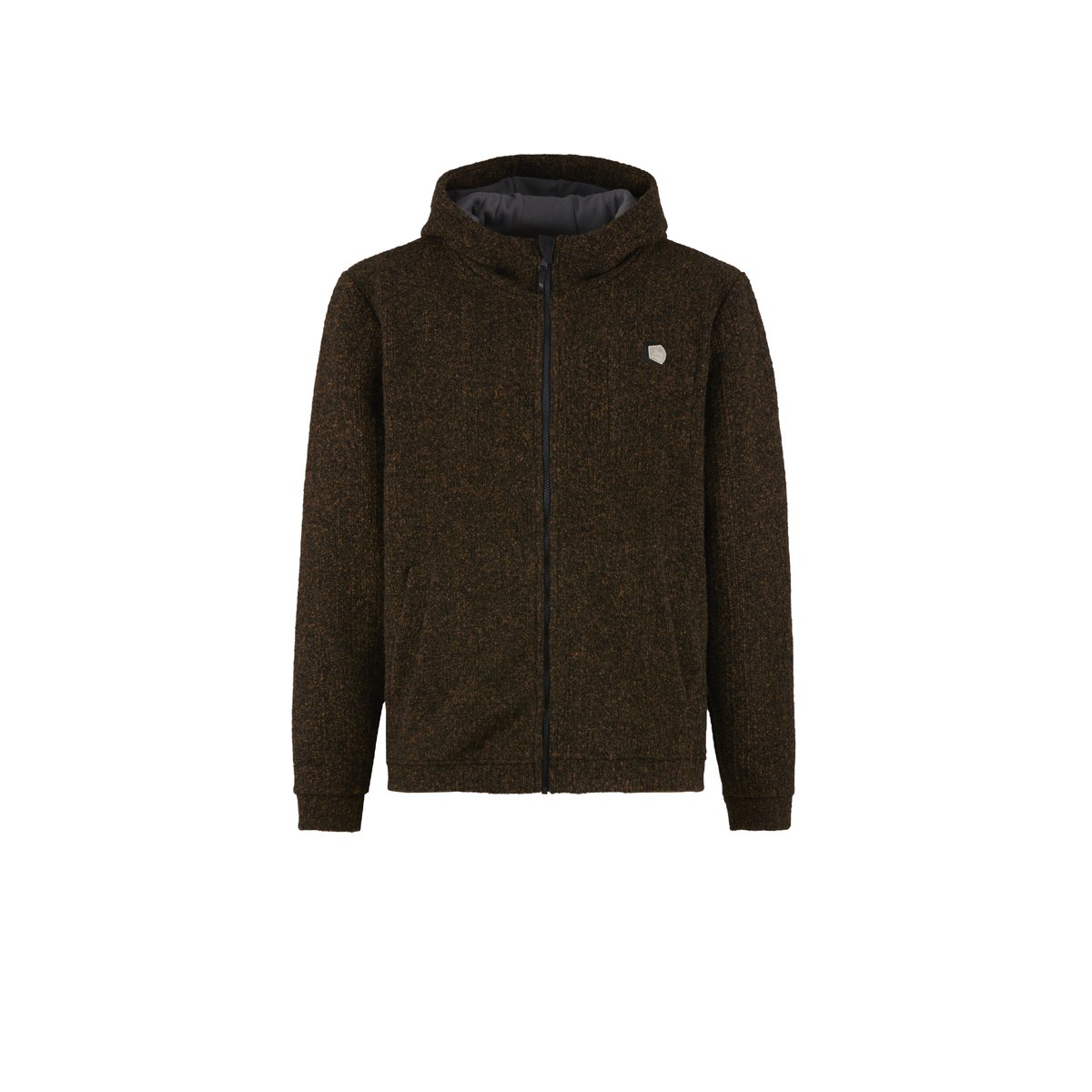 E9 Mimmo Felpa Full Zip con Cappuccio Uomo – Brown Mustard, davanti