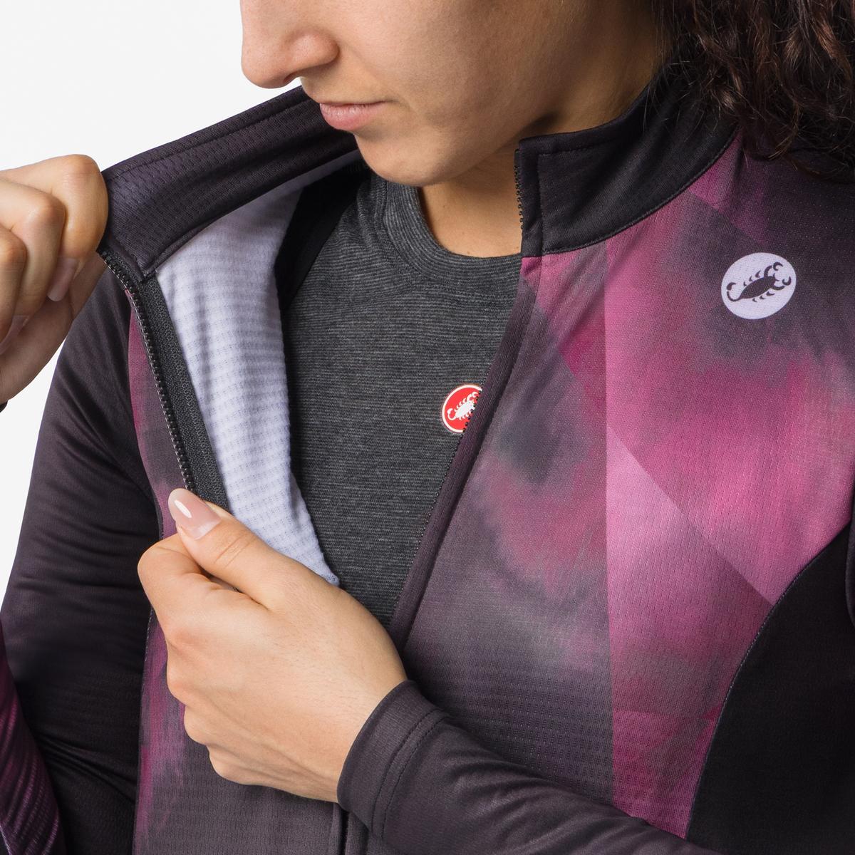 Castelli Prismatic Thermal Maglia Ciclismo Manica Lunga Donna – Black Deep Bordeaux, dettaglio 2