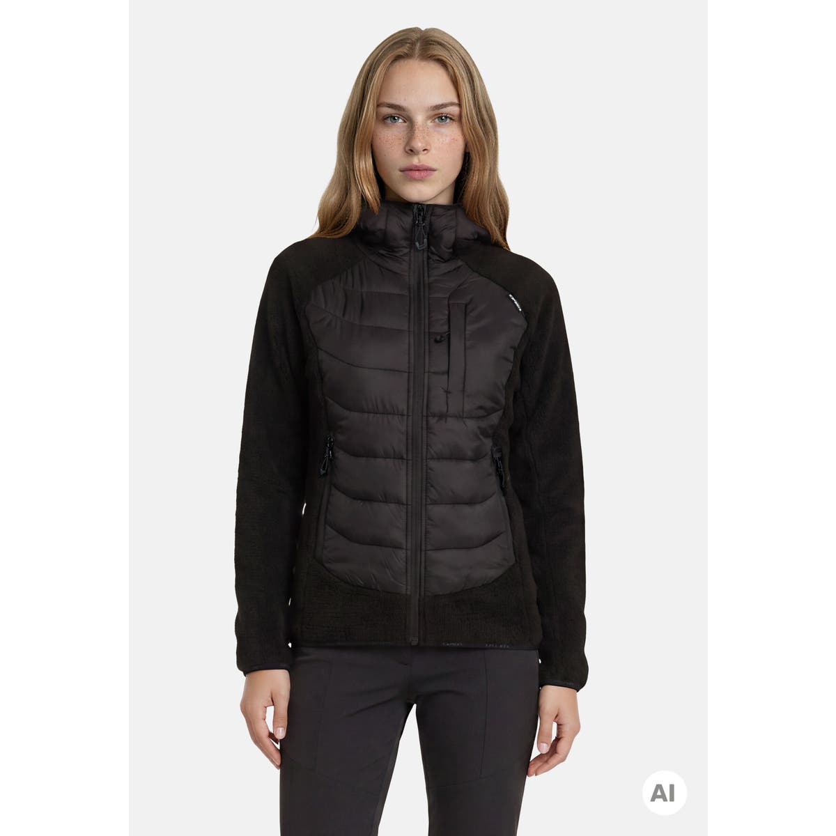 Icepeak Dakota Giacca Ibrida Donna – Black, indossato dettaglio