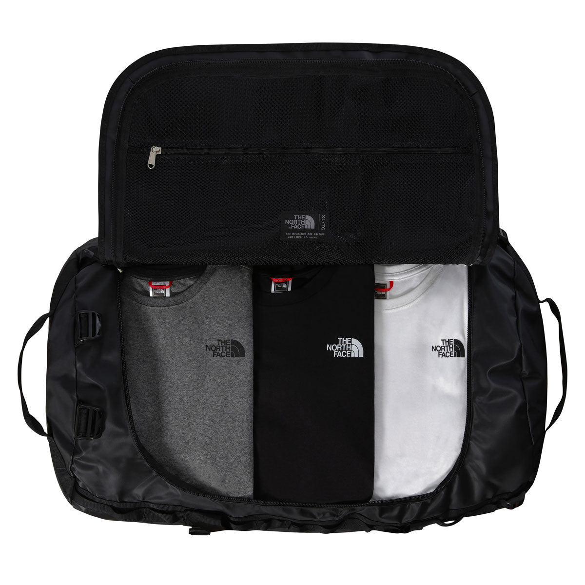 The North Face Base Camp Duffel Borsone da Viaggio Taglia XL – Black White 53R, dettaglio 2