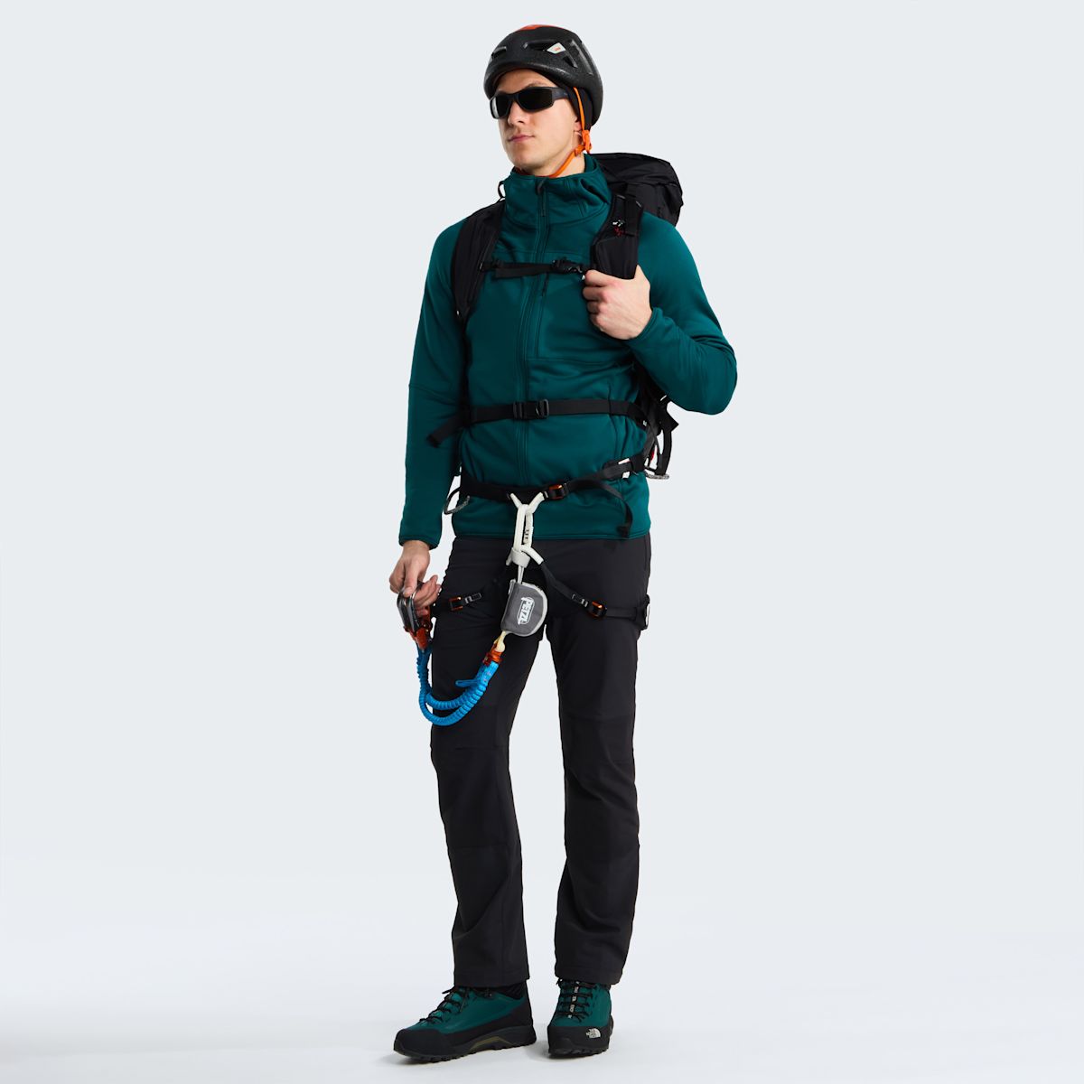 The North Face Meteora Polartec Power Stretch Giacca con Cappuccio Uomo – Pacific Teal, dettaglio 3