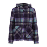 E9 Anais Giacca in Pile Donna – Purple Tartan, davanti