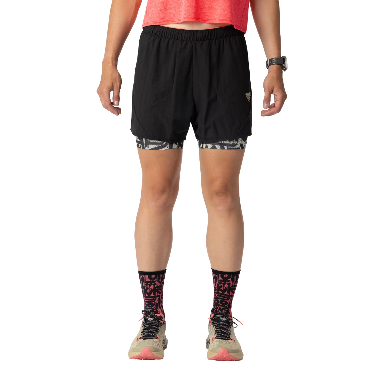 Dynafit Trail Shorts 2in1 da Trail Running Donna – Black Out Overcast, dettaglio 3