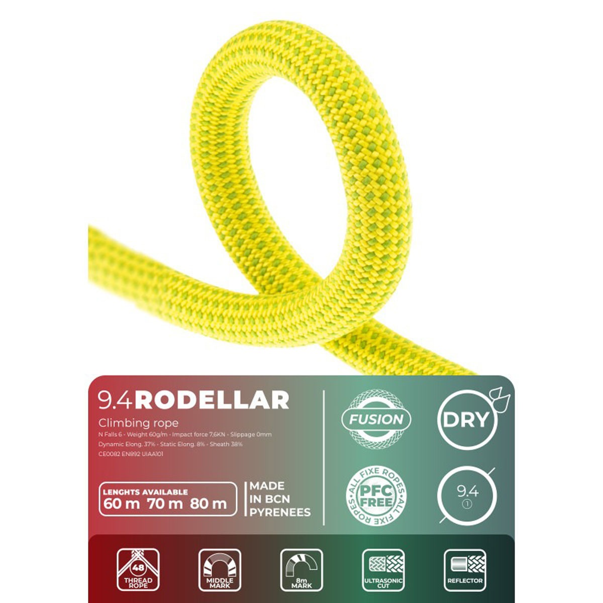 FIXE Rodellar 9,4 Mm - 80 Metri - Giallo