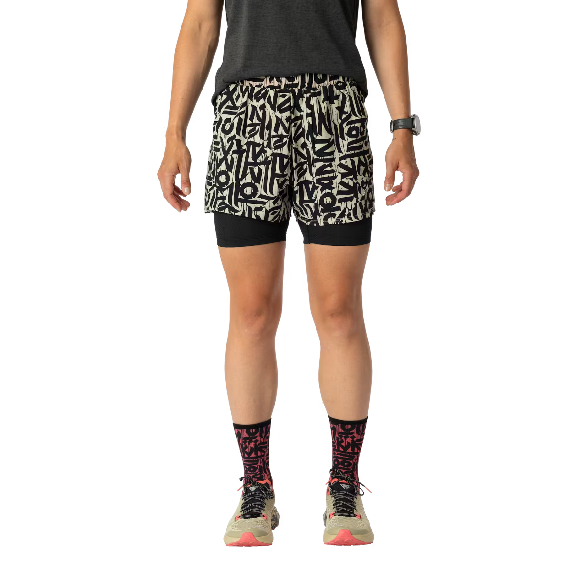 Dynafit Trail Shorts 2in1 da Trail Running Donna – Overcast, dettaglio 2
