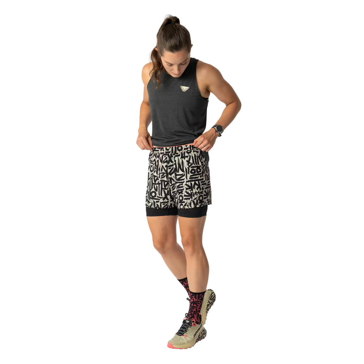 Dynafit Trail Shorts 2in1 da Trail Running Donna – Overcast, dettaglio 4
