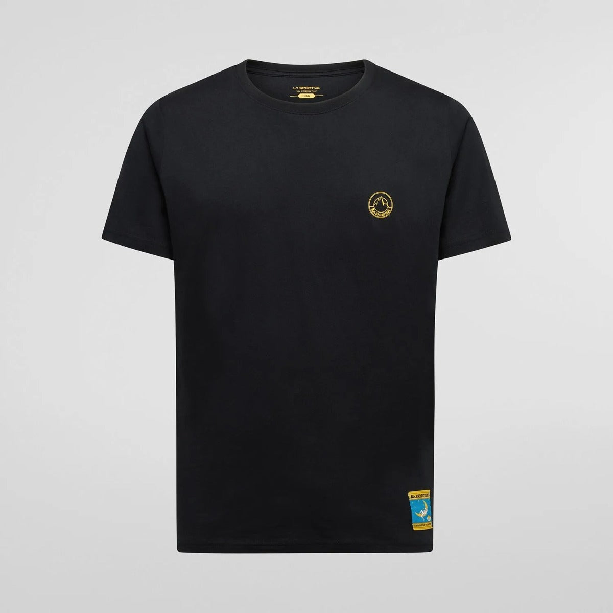 La Sportiva Climbing On the Moon T-Shirt Uomo – Nero Giallo, vista frontale