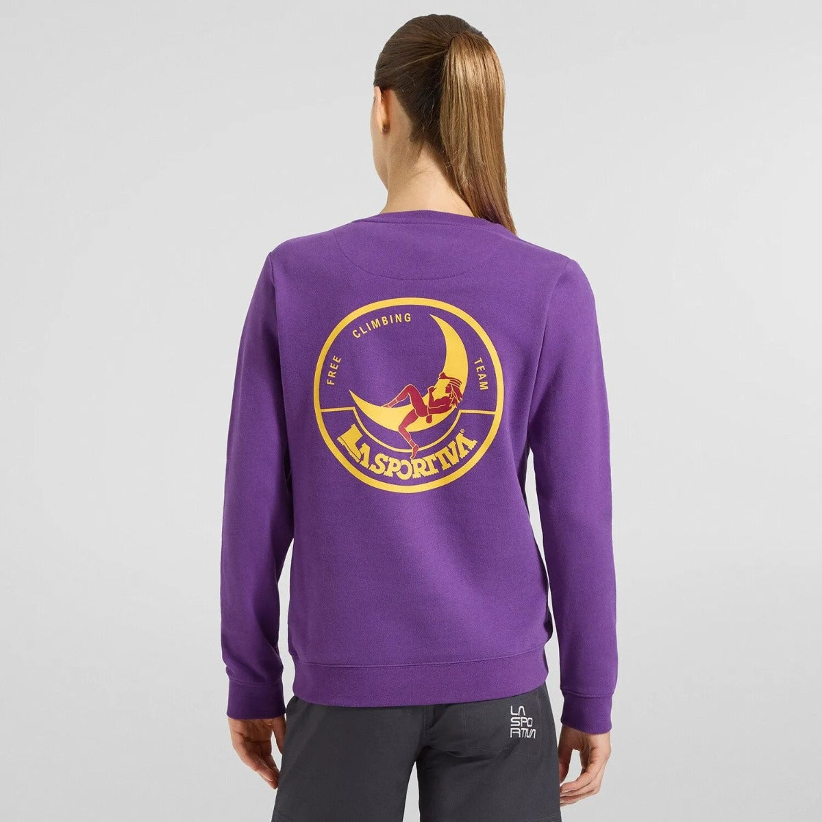 La Sportiva Climbing On the Moon Felpa Donna – Viola Giallo, dettaglio 2