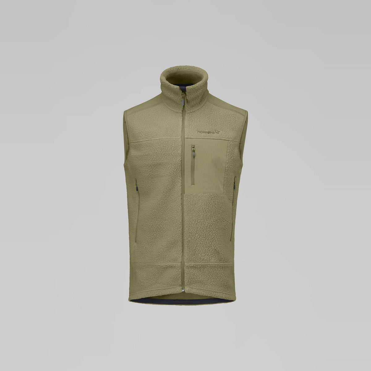 Norrøna Trollveggen Warm3 Gilet in Pile Uomo – Deep Lichen Green, vista frontale