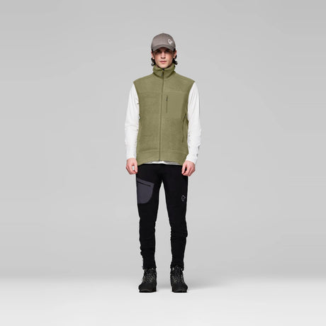 Norrøna Trollveggen Warm3 Gilet in Pile Uomo – Deep Lichen Green, dettaglio 3