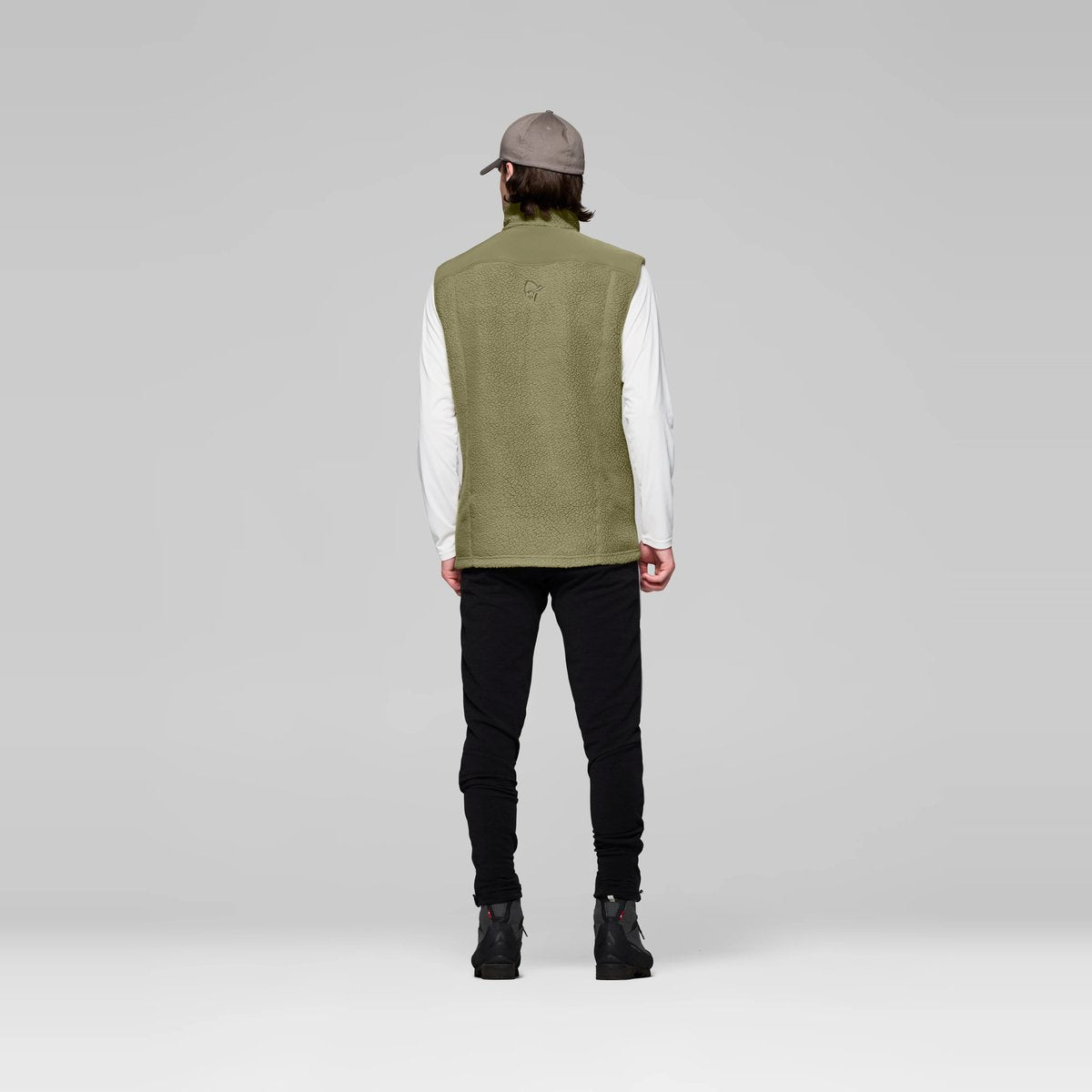 Norrøna Trollveggen Warm3 Gilet in Pile Uomo – Deep Lichen Green, dettaglio 4