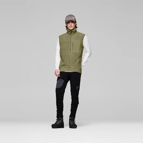 Norrøna Trollveggen Warm3 Gilet in Pile Uomo – Deep Lichen Green, dettaglio 5