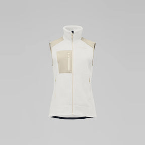 Norrøna Trollveggen Warm3 Gilet in Pile Donna – Whisper White Oatmeal, vista frontale