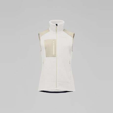 Norrøna Trollveggen Warm3 Gilet in Pile Donna – Whisper White Oatmeal, vista frontale
