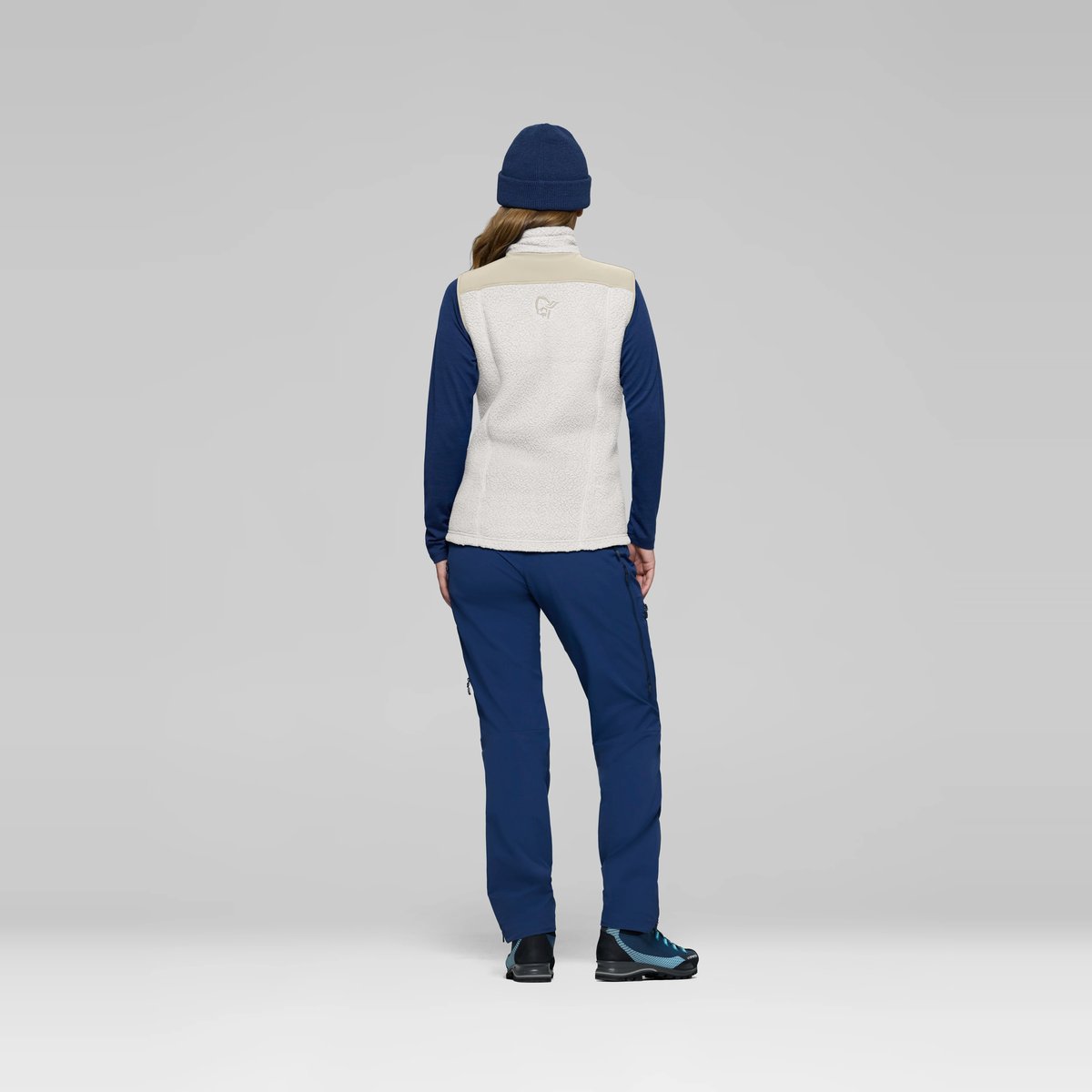 Norrøna Trollveggen Warm3 Gilet in Pile Donna – Whisper White Oatmeal, dettaglio 4