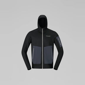 Norrøna Falketind Warm2 Stretch Hood Felpa in Pile Uomo – Caviar Black, vista frontale