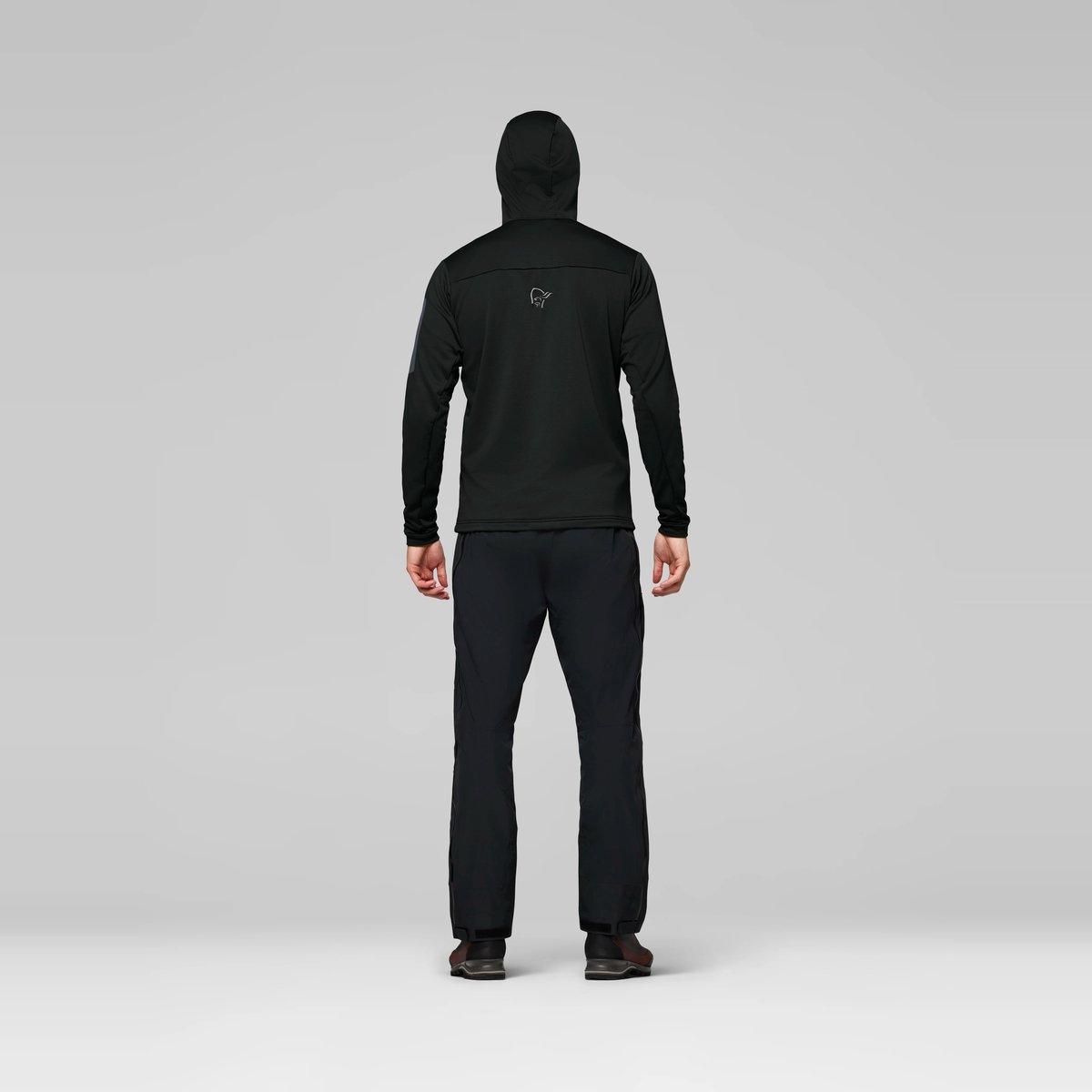Norrøna Falketind Warm2 Stretch Hood Felpa in Pile Uomo – Caviar Black, dettaglio 4