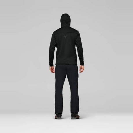 Norrøna Falketind Warm2 Stretch Hood Felpa in Pile Uomo – Caviar Black, dettaglio 4