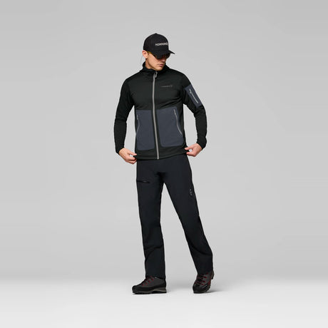 Norrøna Falketind Warm2 Stretch Hood Felpa in Pile Uomo – Caviar Black, dettaglio 5