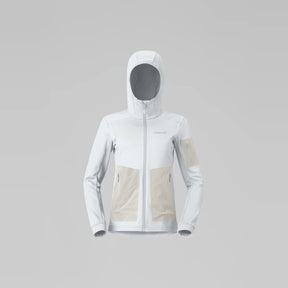 Norrøna Falketind Warm2 Stretch Hood Felpa in Pile Donna – Snow White, vista frontale