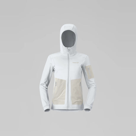 Norrøna Falketind Warm2 Stretch Hood Felpa in Pile Donna – Snow White, vista frontale