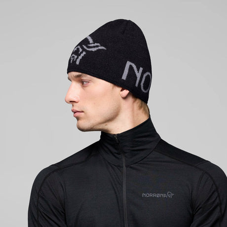 Norrøna /29 Mid Merinoull Logo Berretto Unisex – Caviar Melange, dettaglio 2