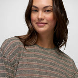 Prana Cozy Up Maglia Maniche Lunghe Donna – Cacao Stripe, dettaglio 1