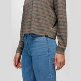 Prana Cozy Up Maglia Maniche Lunghe Donna – Cacao Stripe, dettaglio 2