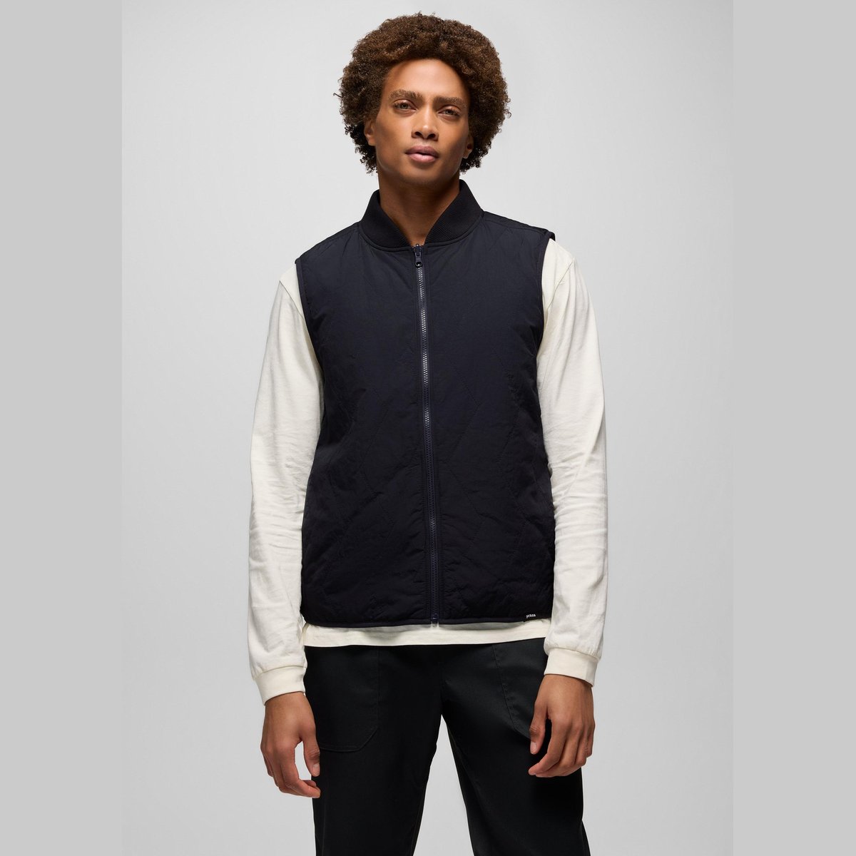 Prana Encinitas Gilet Reversibile Uomo – Black Black, indossato frontale