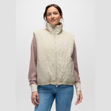 Prana Encinitas Gilet Reversibile Donna – Beach Pebble, indossato frontale