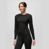 Prana Heavana Maglia Maniche Lunghe Donna – Black Heather, indossato frontale