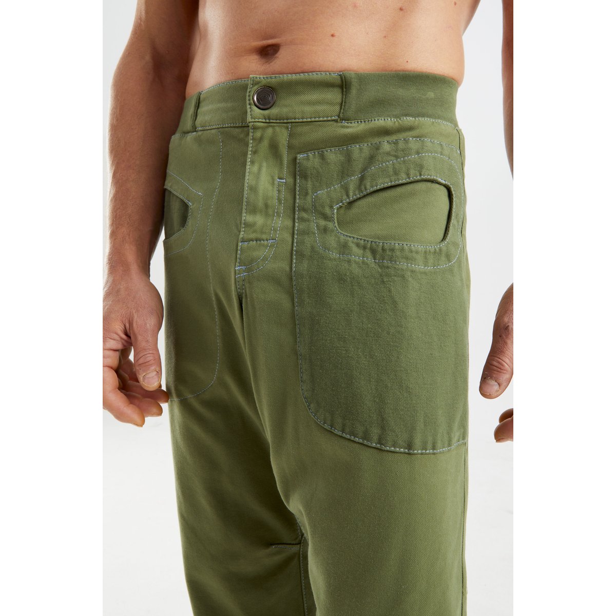E9 Blur Pantaloni Uomo – Rosemary, indossato, dettaglio