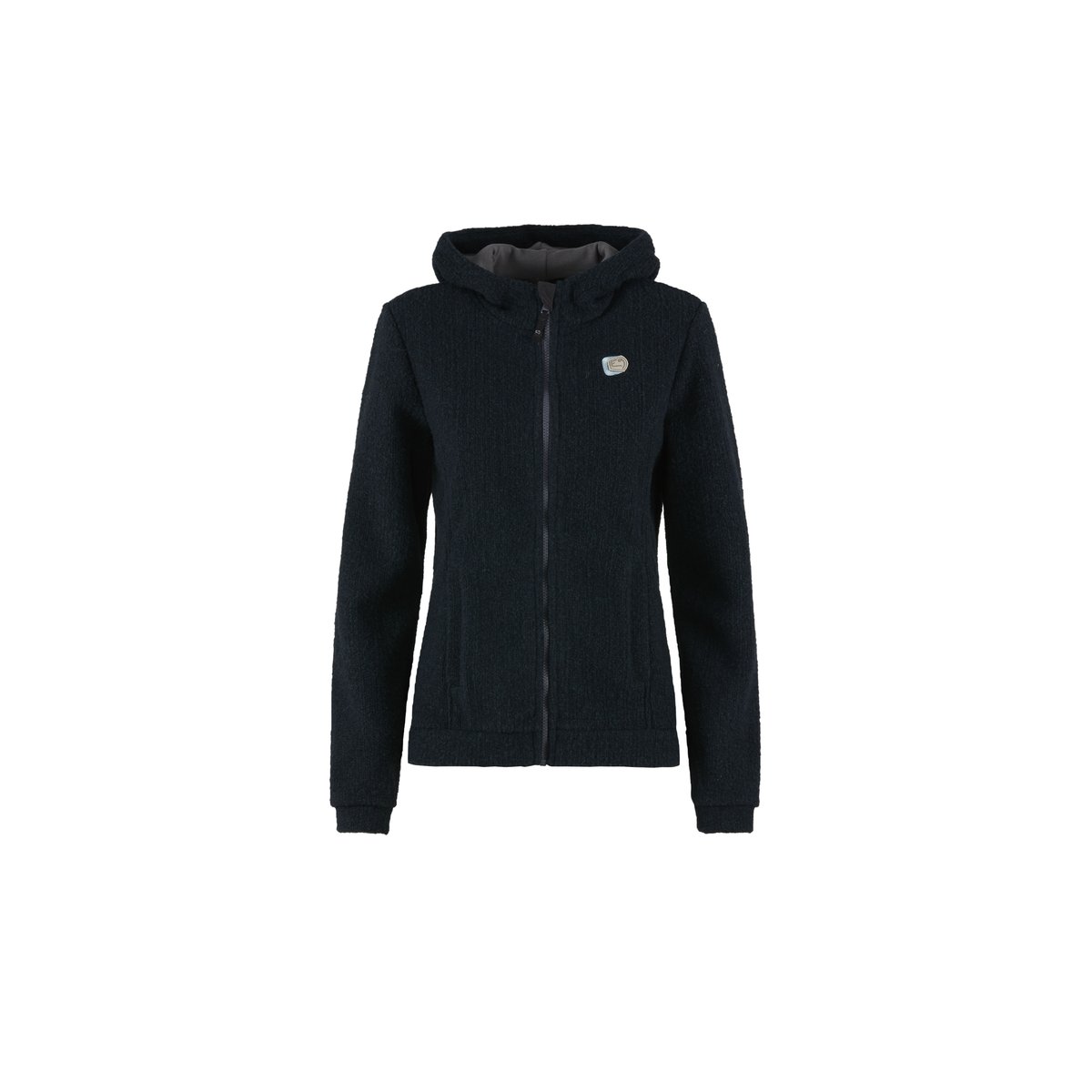E9 Mimma Felpa Full Zip con Cappuccio Donna – Petrol Blue, davanti