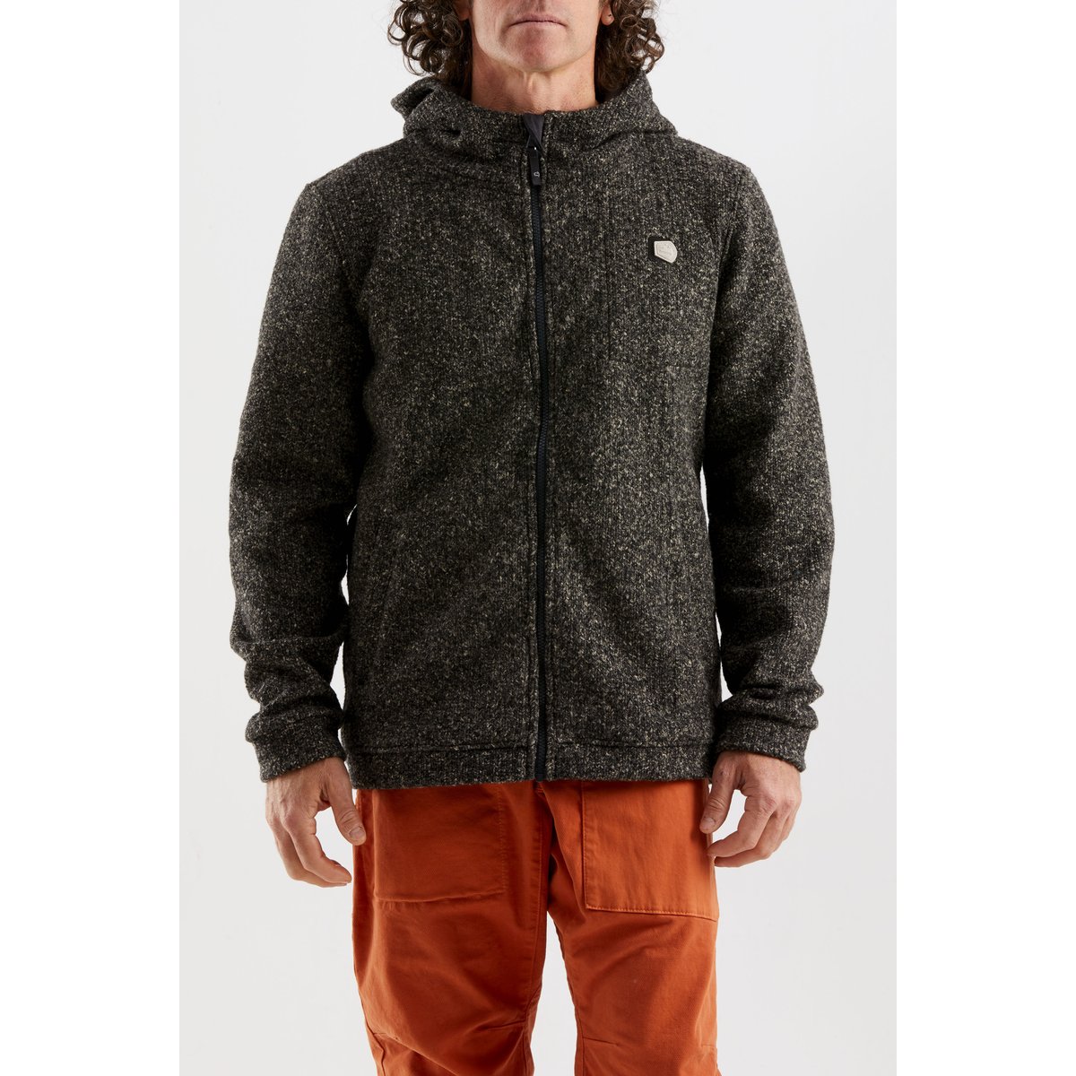 E9 Mimmo Felpa Full Zip con Cappuccio Uomo – Ash Wolf, indossato davanti