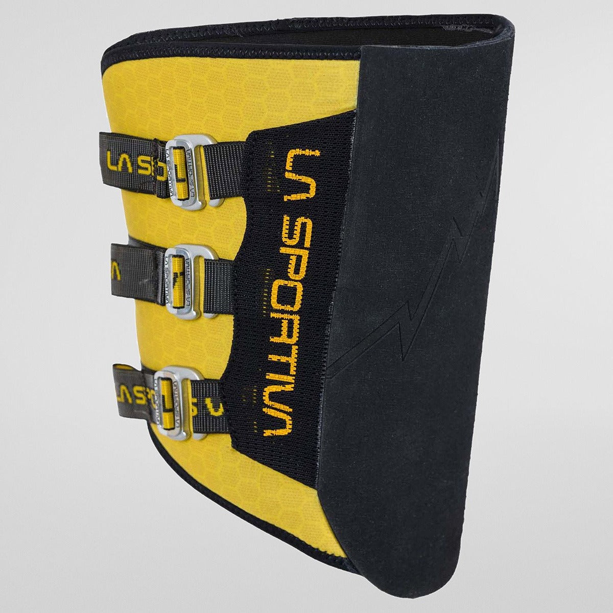 La Sportiva Laspo Ginocchiera Unisex – Black Yellow, vista frontale